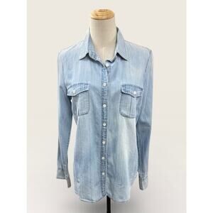 J.Crew Classic Light Denim Preppy Button Down Shirt, Size 8